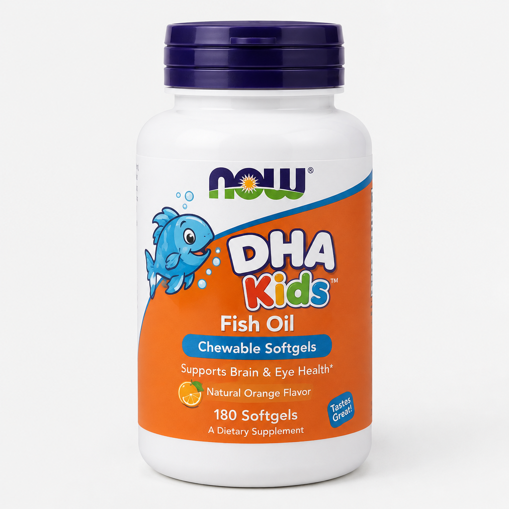 Illustrative AI render of NOW Foods DHA Kids Fish Oil Chewable Softgels